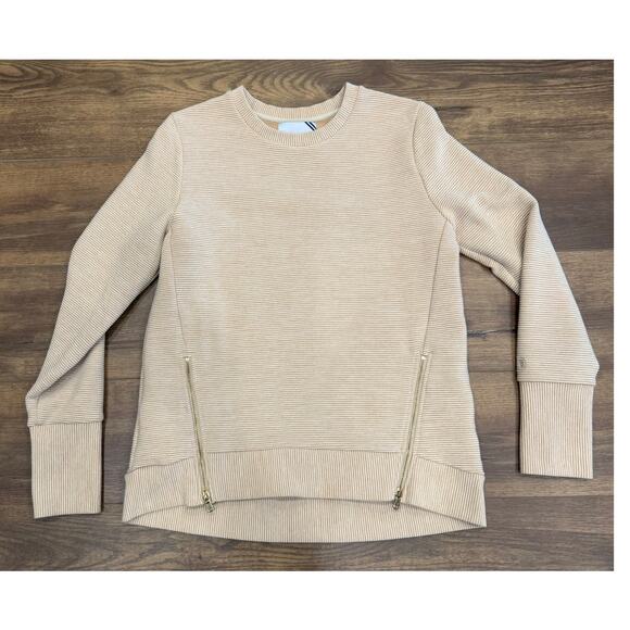 Tuckernuck Addison Bay Everyday Crewneck Ribbed Sweater in Heather Camel Small - Picture 2 of 10